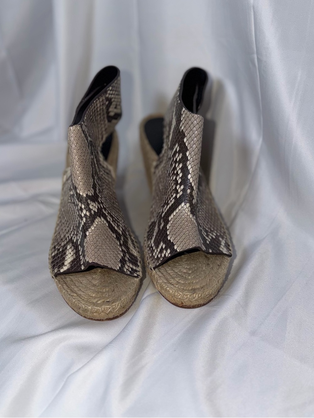 Celine Snake-Print Espadrille Wedge Sandals - Beige & Black - Picture 3 of 5